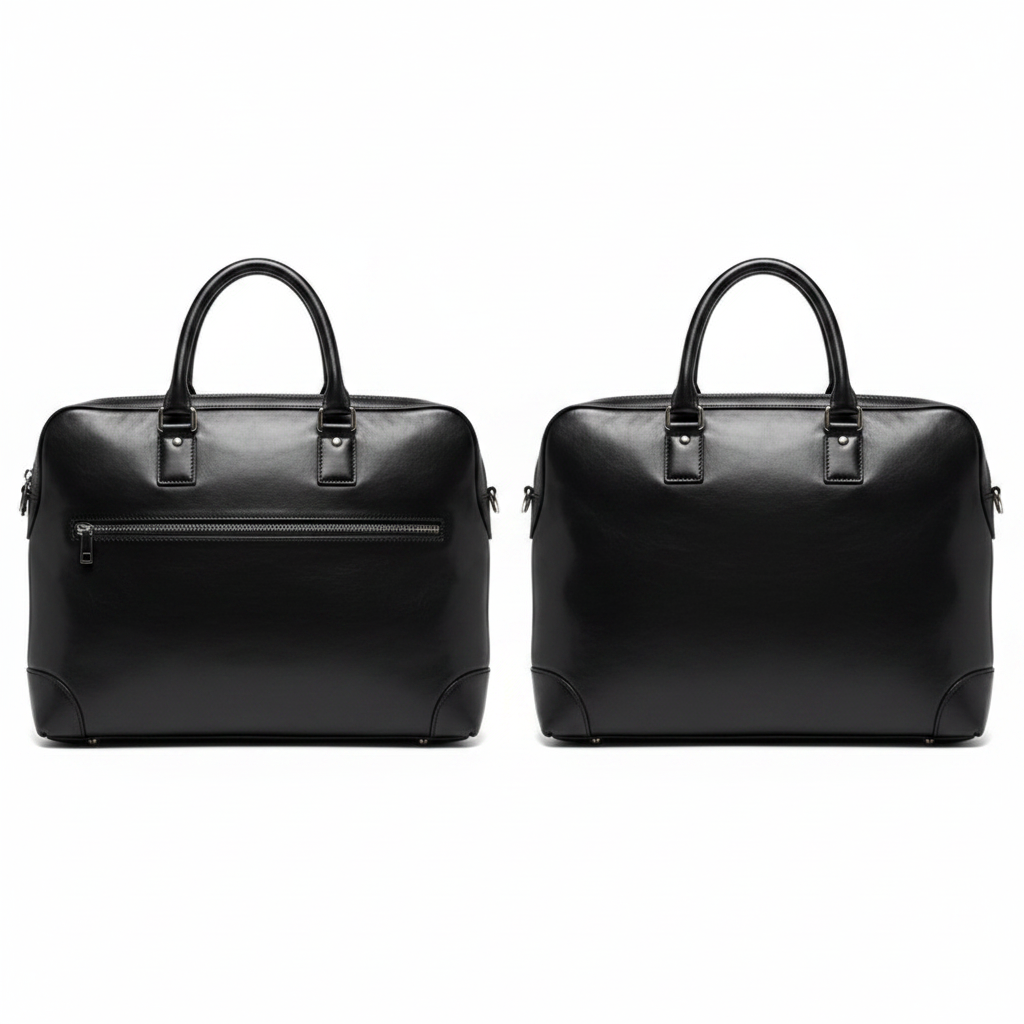 Ghost Mannequin Redo – Sobar Plain Black Leather Laptop Tote