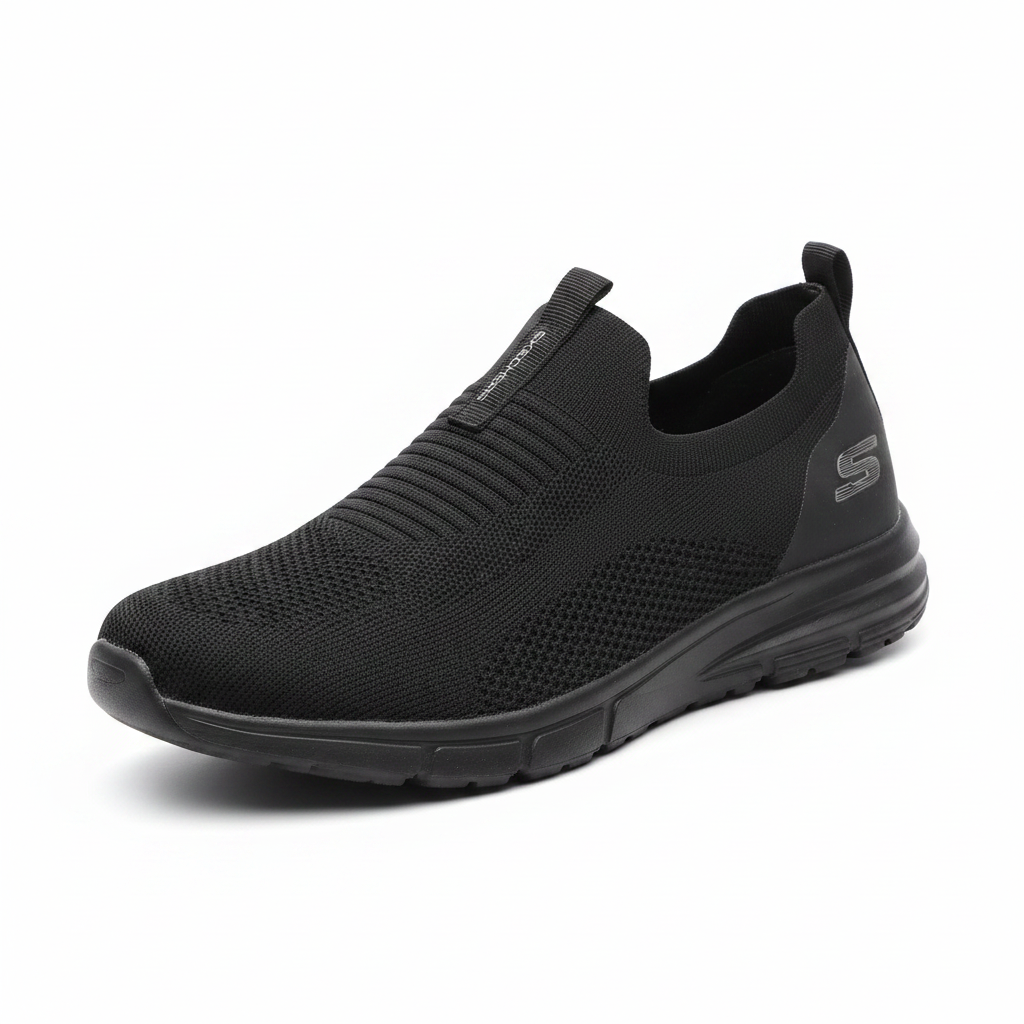 Skechers Air-Knit All-Black Slip-On Sneaker