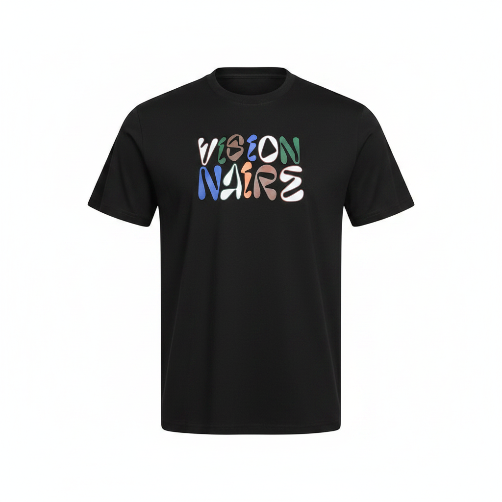 Ghost mannequin version of the black graphic tee