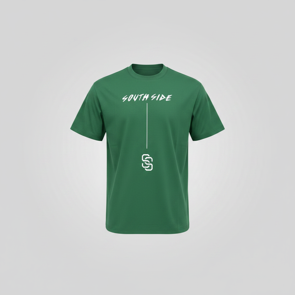 Ghost mannequin version of the green South Side tee