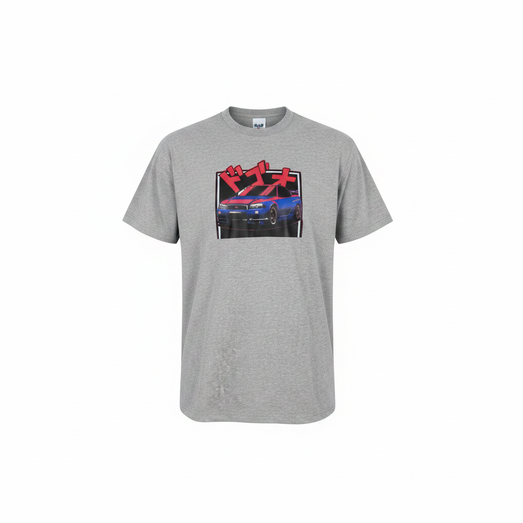 Ghost mannequin version of the grey JDM car tee