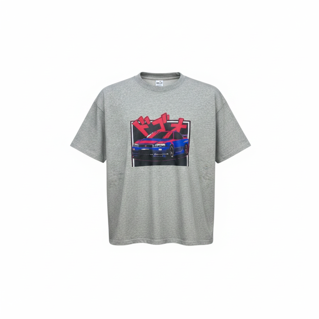 Ghost mannequin version of the grey JDM car tee
