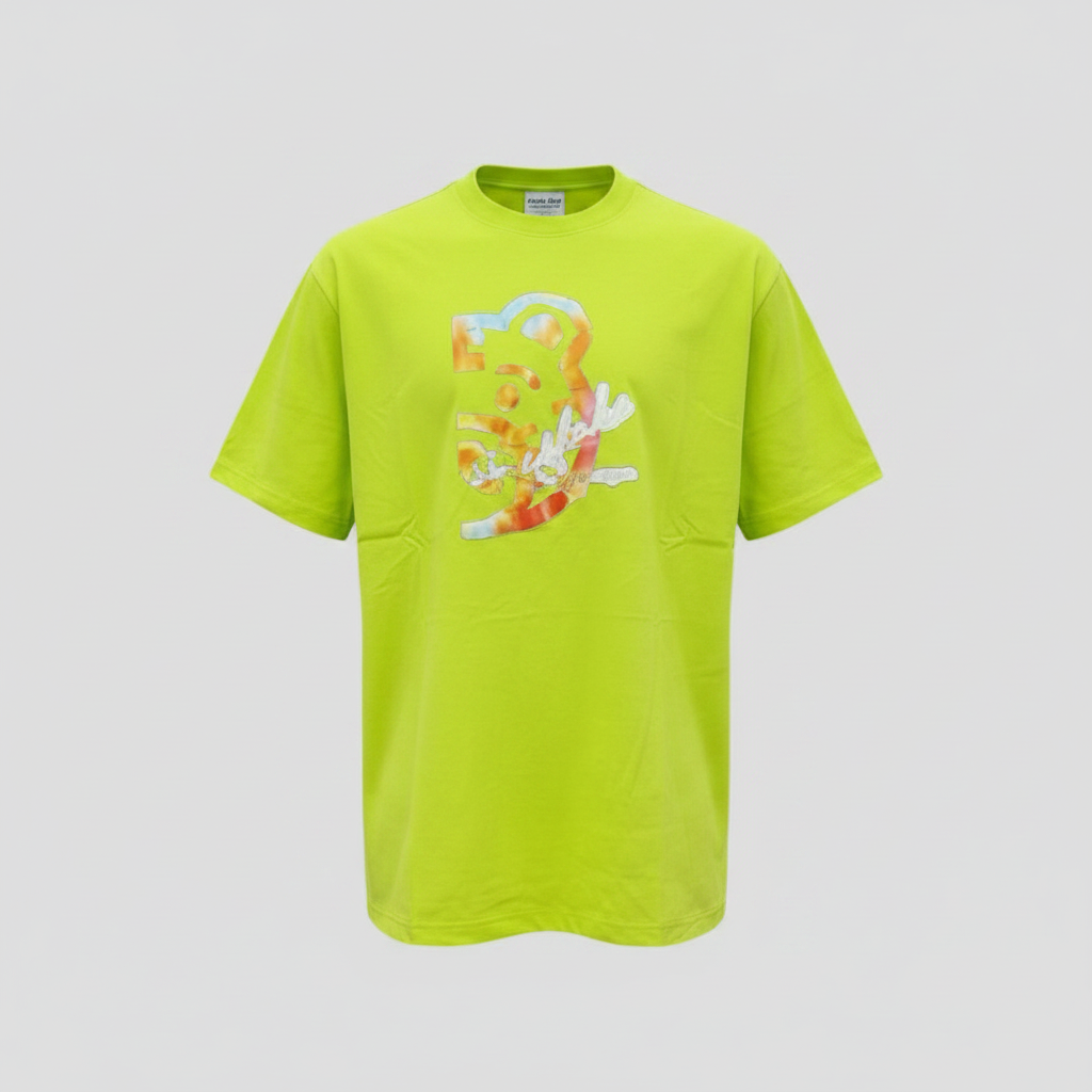 Ghost mannequin version of the lime green graphic tee