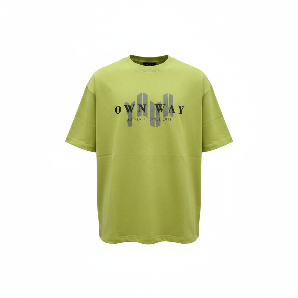 Ghost mannequin version of the lime Own Way tee