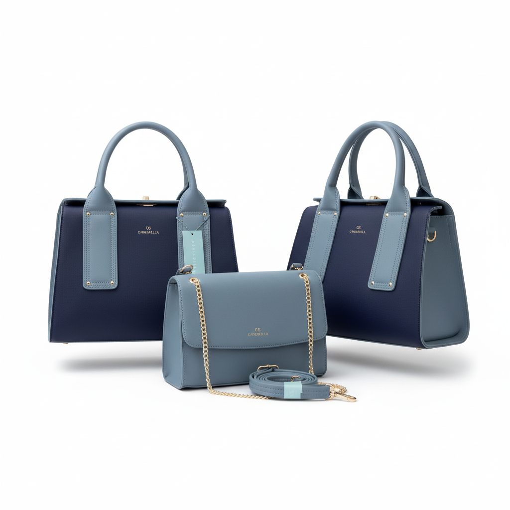 Women's 2-in-1 Designer Bag Set – Blue Tote & Crossbody