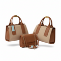 Women's 2-in-1 Designer Bag Set – Tan & Beige Tote & Crossbody