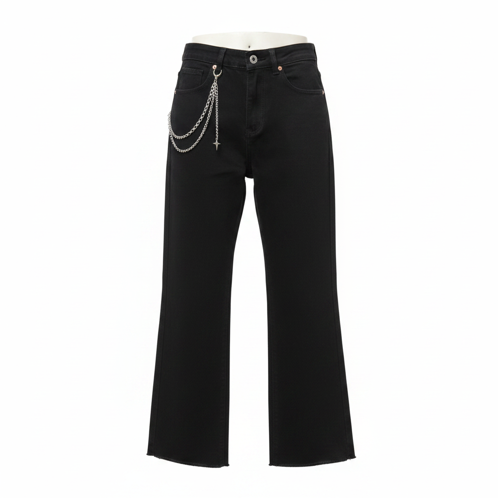 Black Chain Detail Denim Jeans