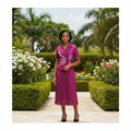 Girls' Magenta Pleated Midi Dress – 1:1 Square