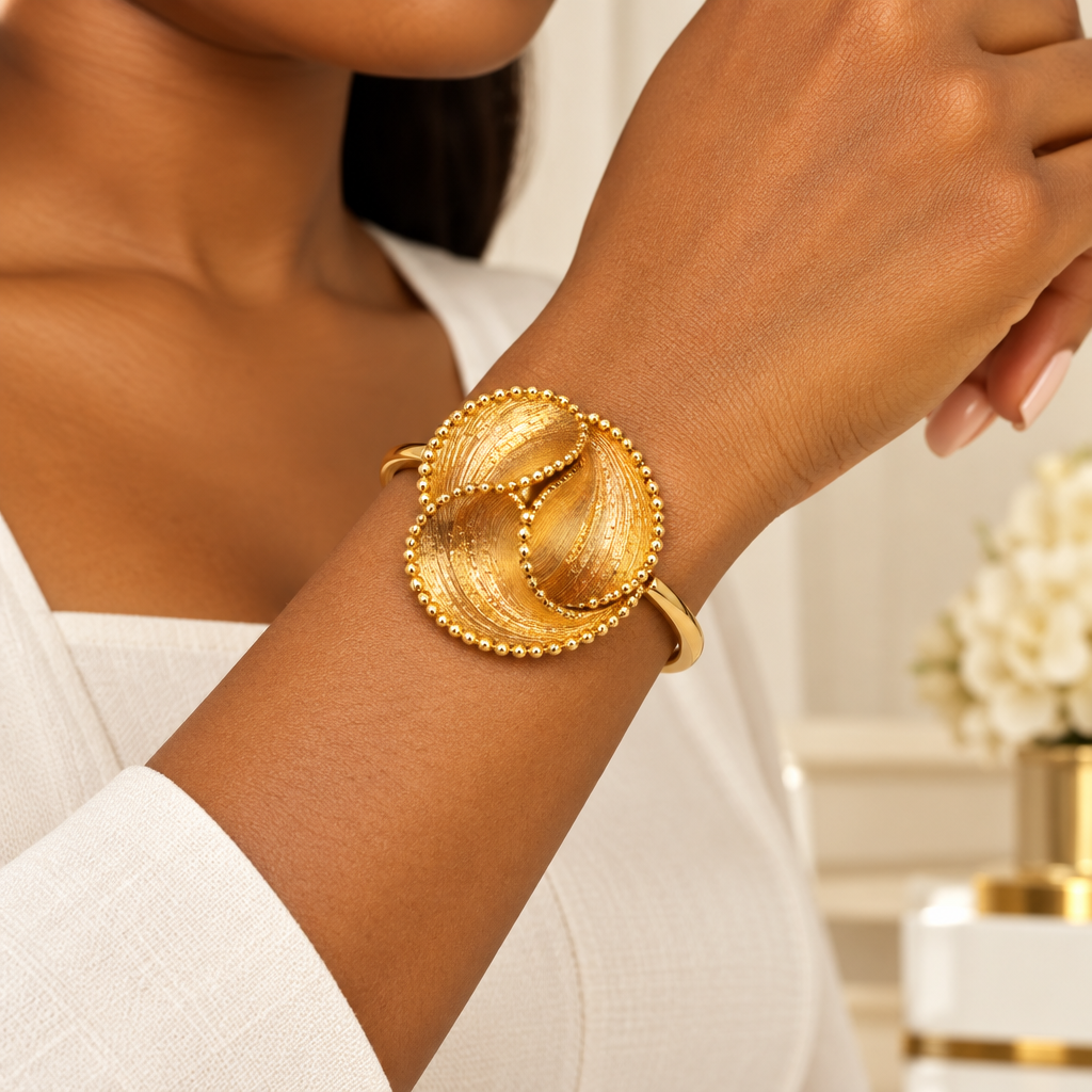 Gold Shell Wave Bangle – Model Redo