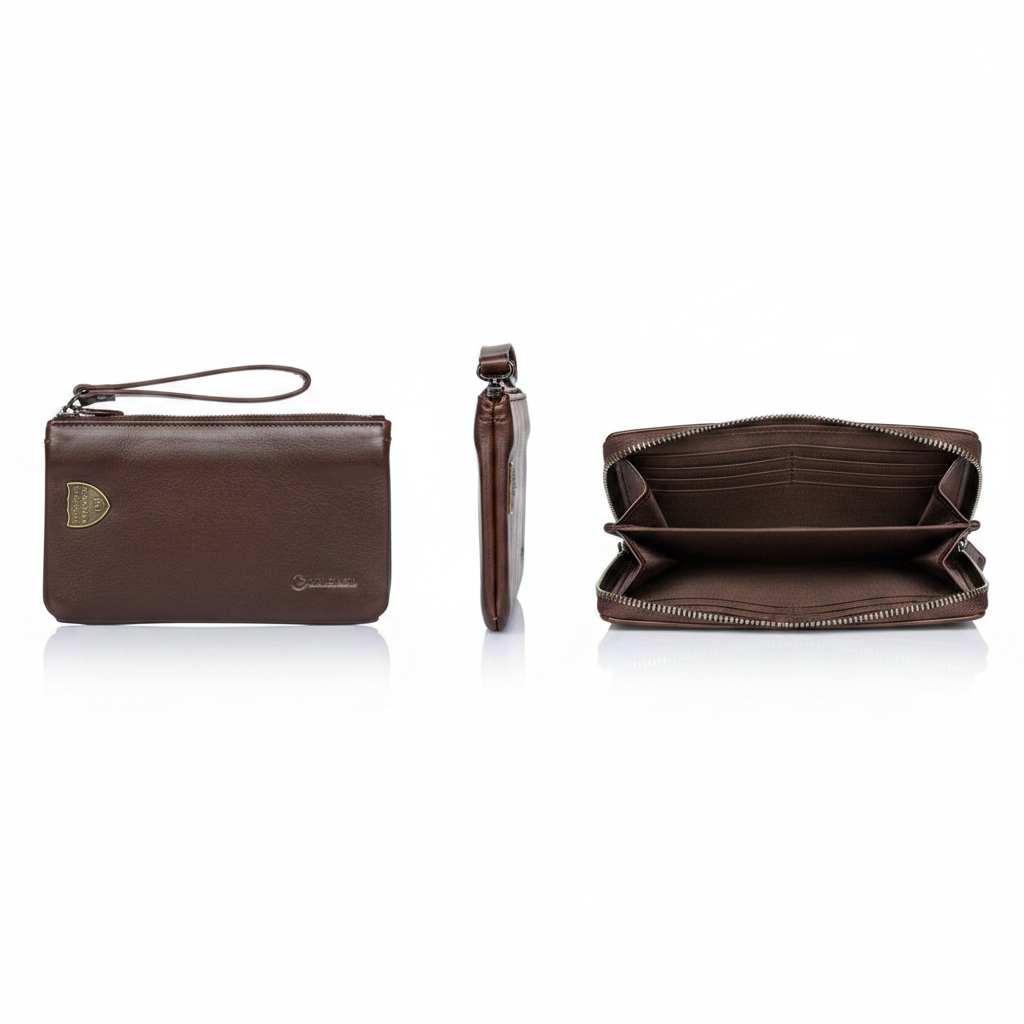 Gololion Brown Leather Clutch – 3-in-1 Ghost