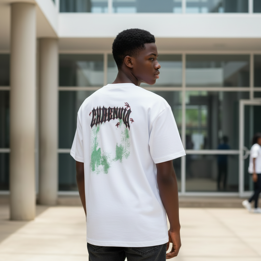 Gothic Claw Graphic Tee White - Back Model View