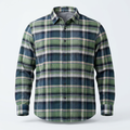 Green and navy checked shirt on an upright invisible mannequin