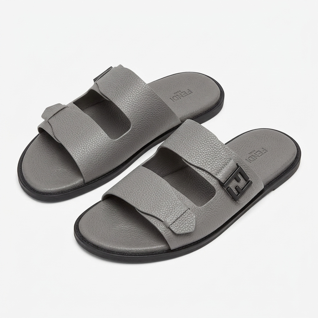 Grey sandals ghost mannequin preview