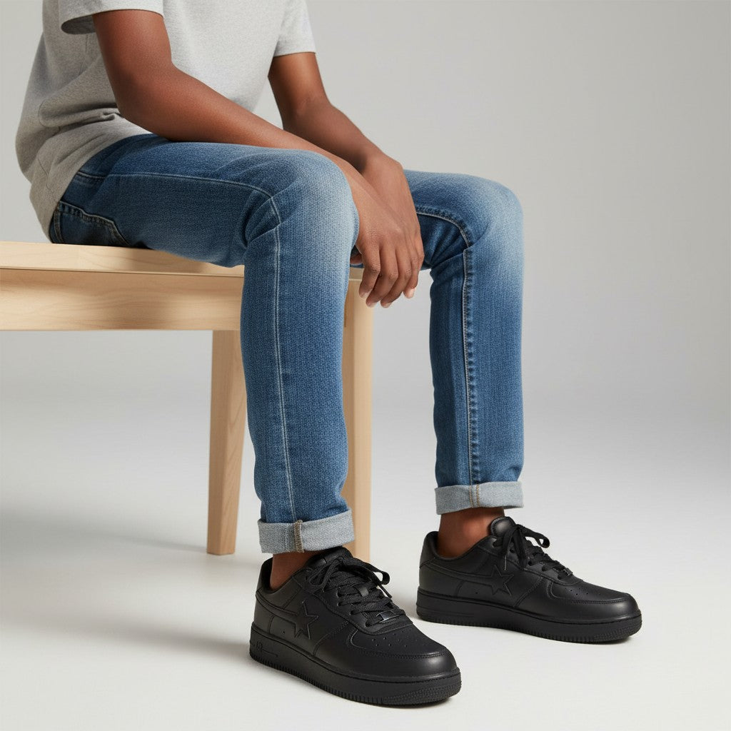 Triple Black Star Logo Low-Top Sneaker