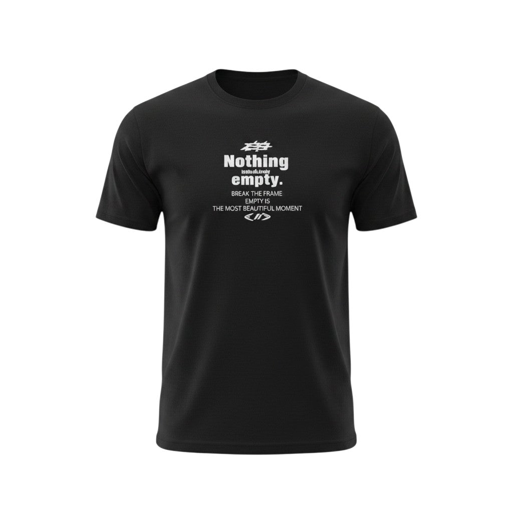 Black Nothing Empty Slogan Oversized Tee