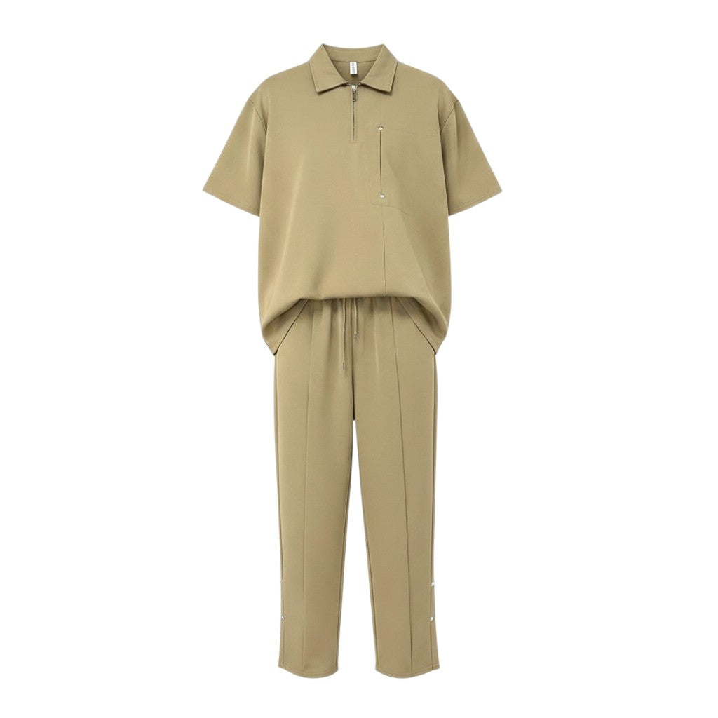Olasco Wheat Khaki Polo & Trouser Set