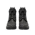 All-Black Crystal Studded Cage Sole Lace-Up Men's Boots