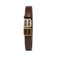 Brown Leather Gold Double-B Logo Buckle Men's Belt
