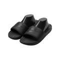 All-Black Logo Strap Ribbed Men's Slides