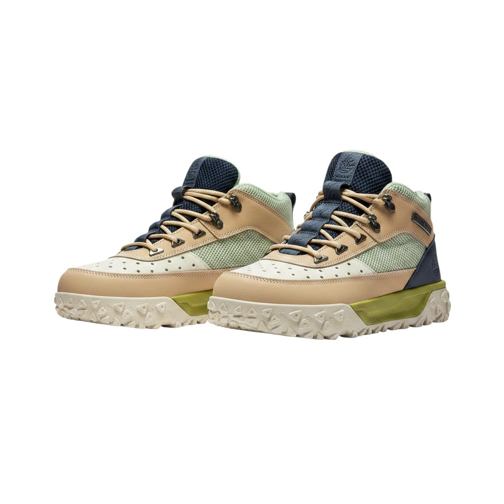 Cream Sage Navy Mid-Top Trail Hiking Sneakers
