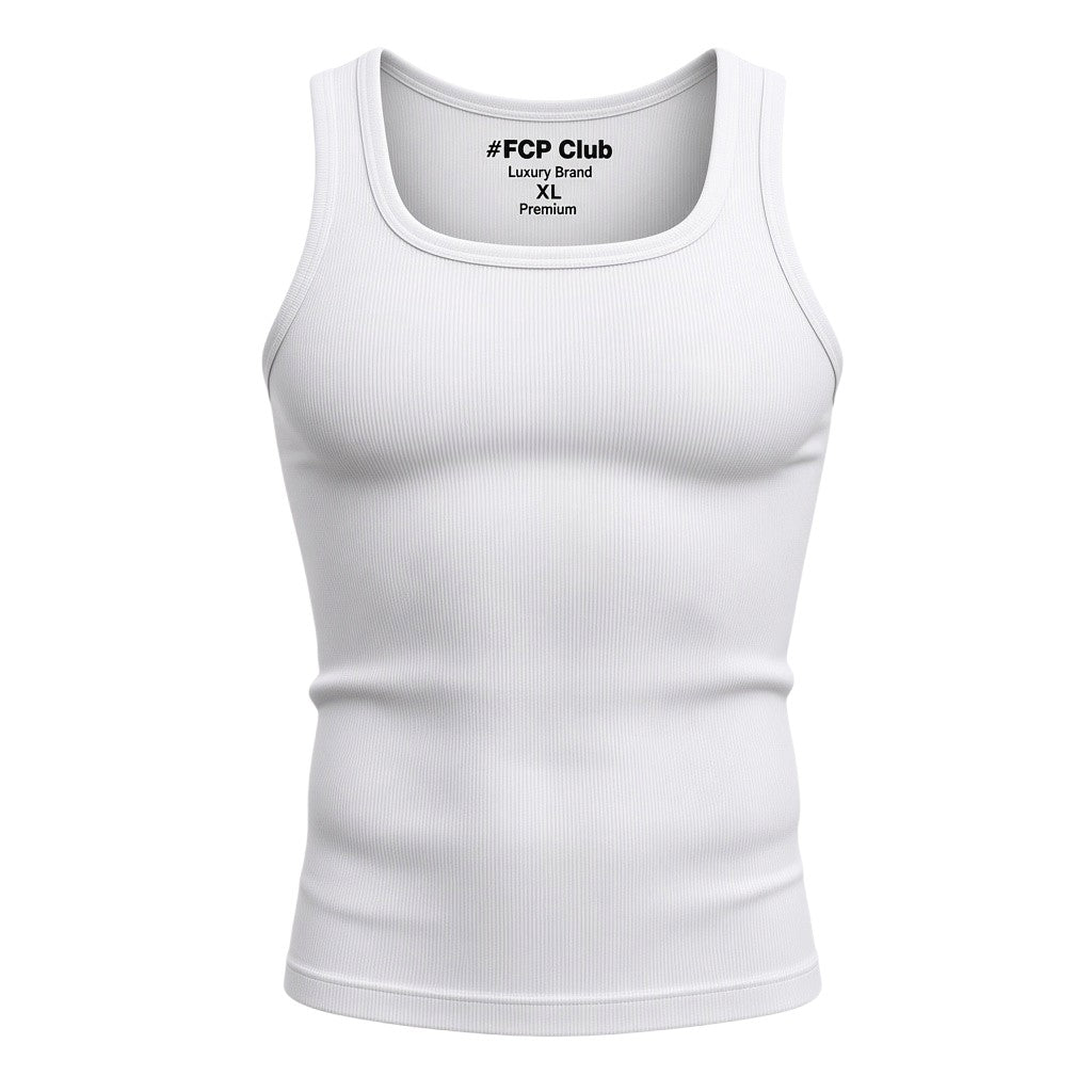 White Ribbed Scoop-Neck Vest Three-Pack