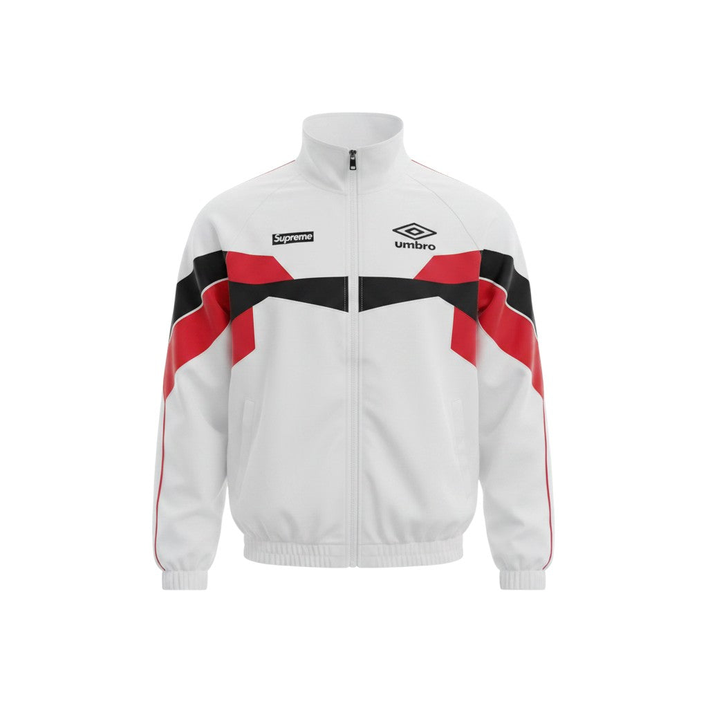 Men's Colourblock Zip-Up Track Jacket - White & Red