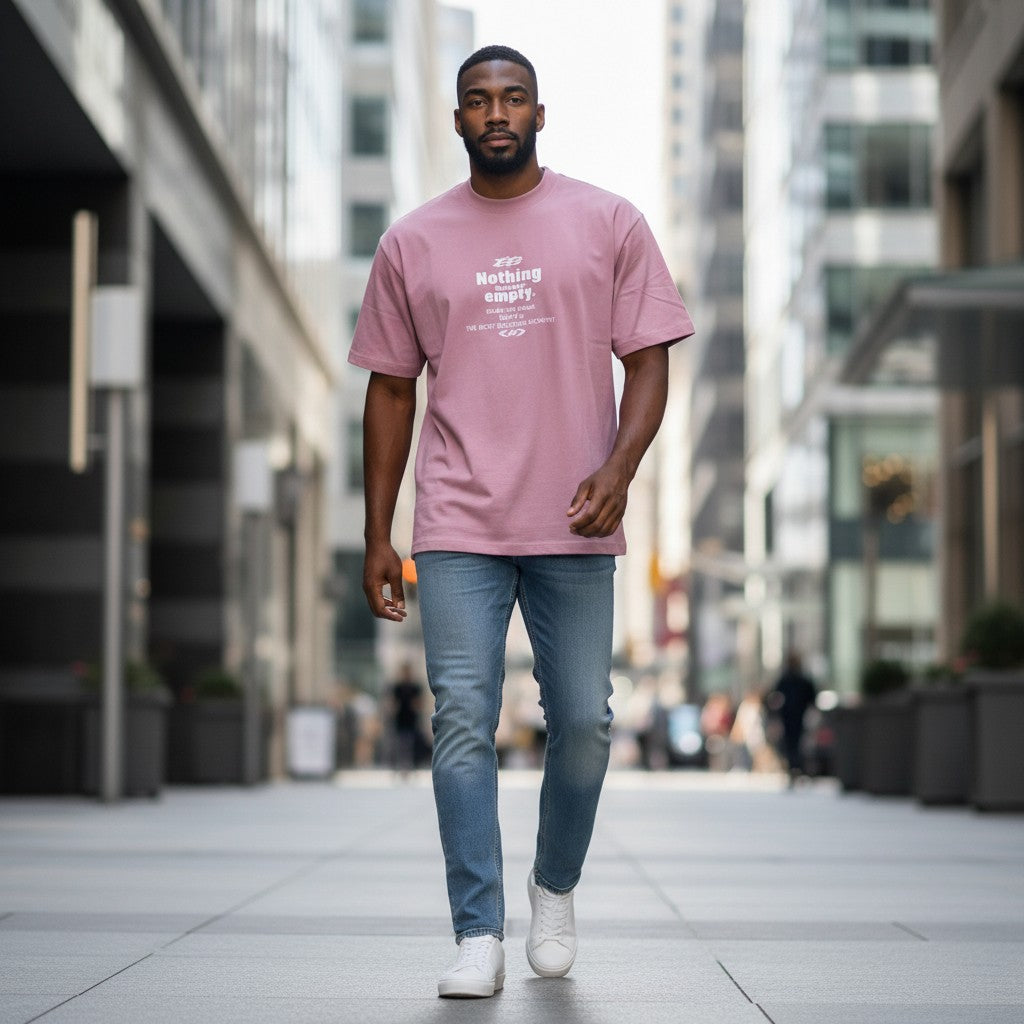 Mauve Nothing Empty Slogan Oversized Tee