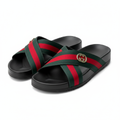 Green Red Web Stripe Cross-Strap Palm Slide - Ghost Mannequin