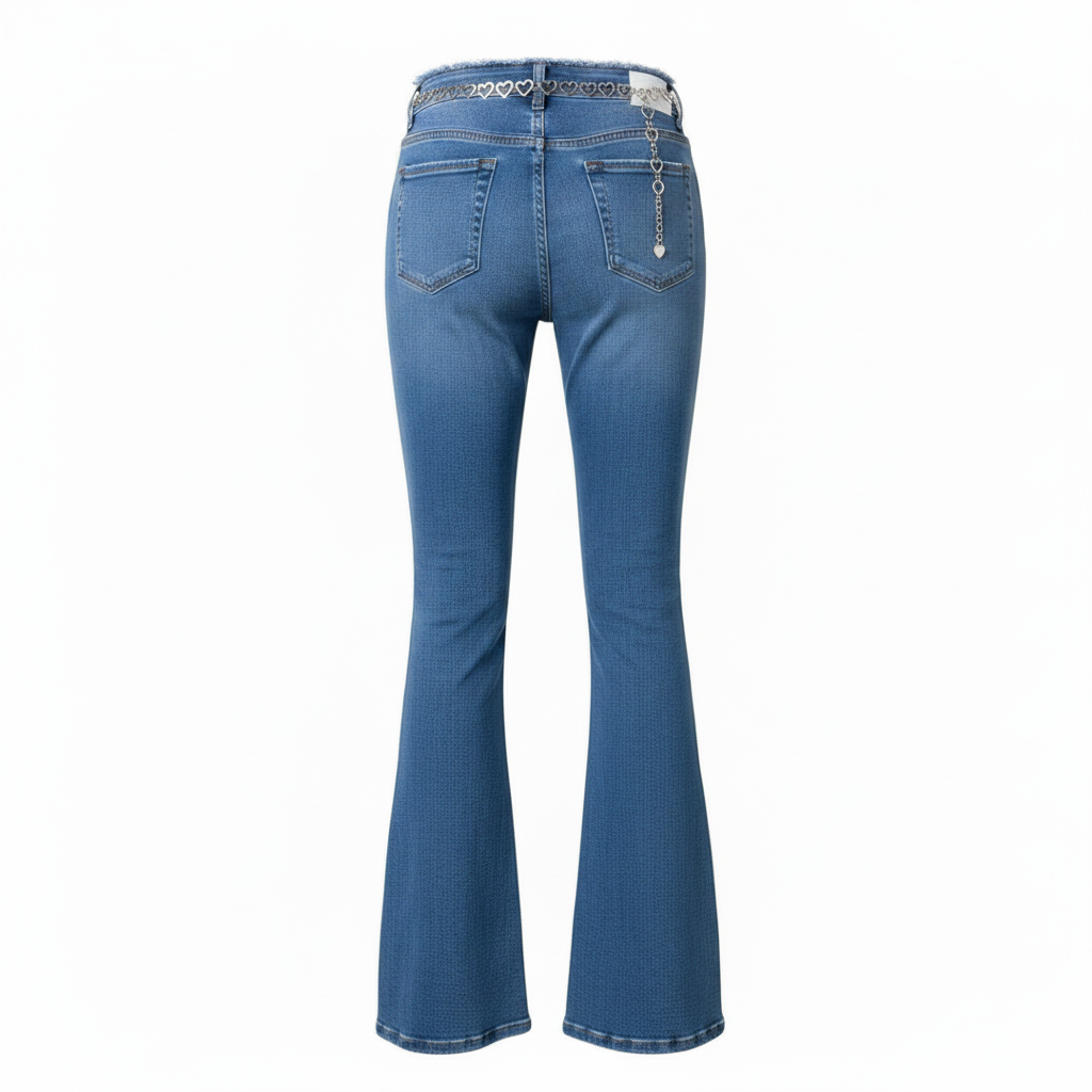 Blue Wash High-Waist Flare Jeans – Ghost Mannequin Back