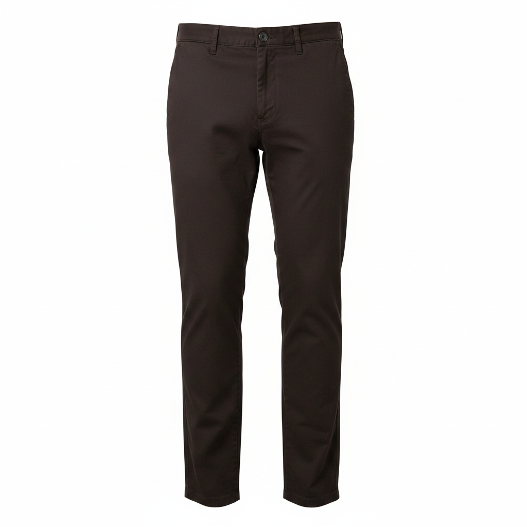 Ghost mannequin view of Men's Dark Brown Straight-Leg Chino Trousers