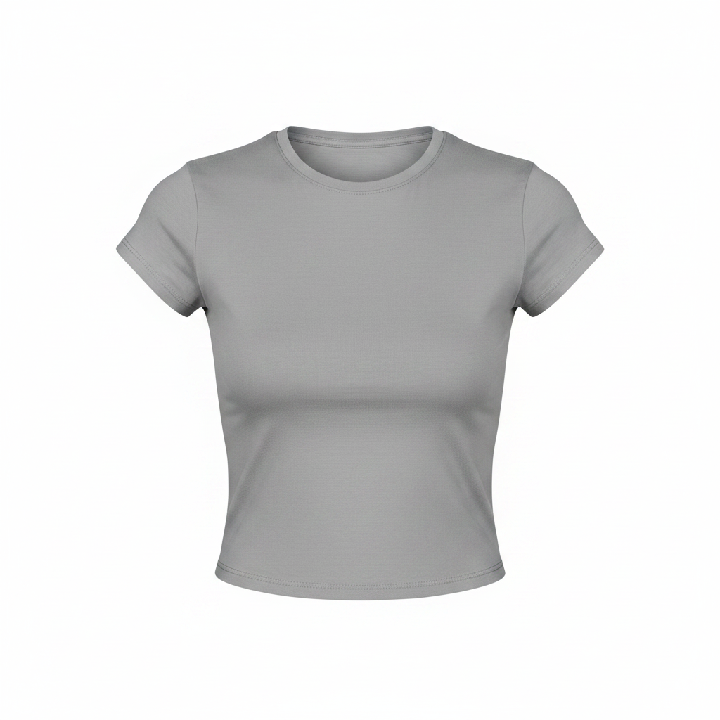 Women's Plain Fitted Crew-Neck Crop Tee - Ghost Mannequin