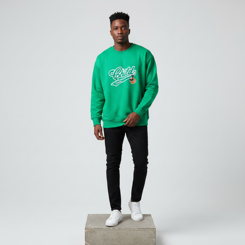 Kelly Green Child Forever Graphic Sweatshirt - Model Front