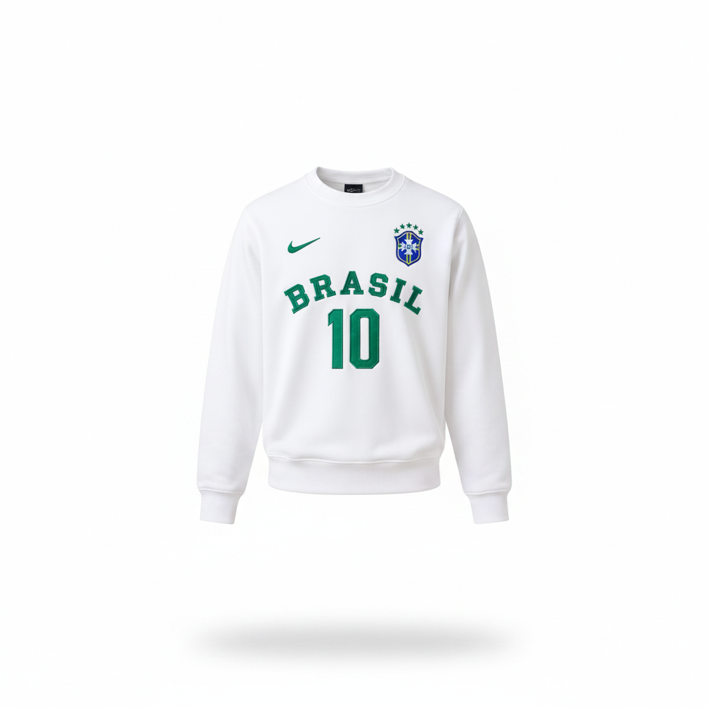 Brasil #10 White Crew-Neck Sweatshirt – Ghost Mannequin