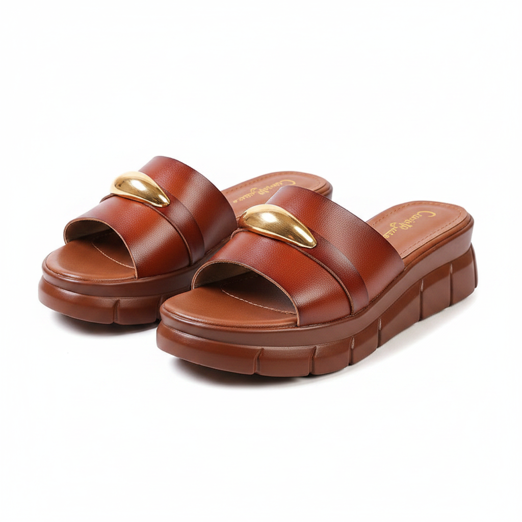 JL-3552 Women's Platform Slide – Brown Ghost Mannequin