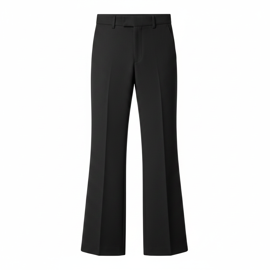 Charcoal Wide-Leg Flared Trousers - Ghost Mannequin Front