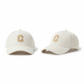 Off-white cream C patch varsity baseball cap product shot front and side view
