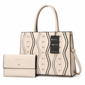 Cream 2-in-1 women's bag and matching pouch on a white background