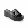 Women's Black Patent Leather Butterfly Platform Slide - Ghost Mannequin