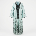Mint black-scroll panel abaya catalogue image