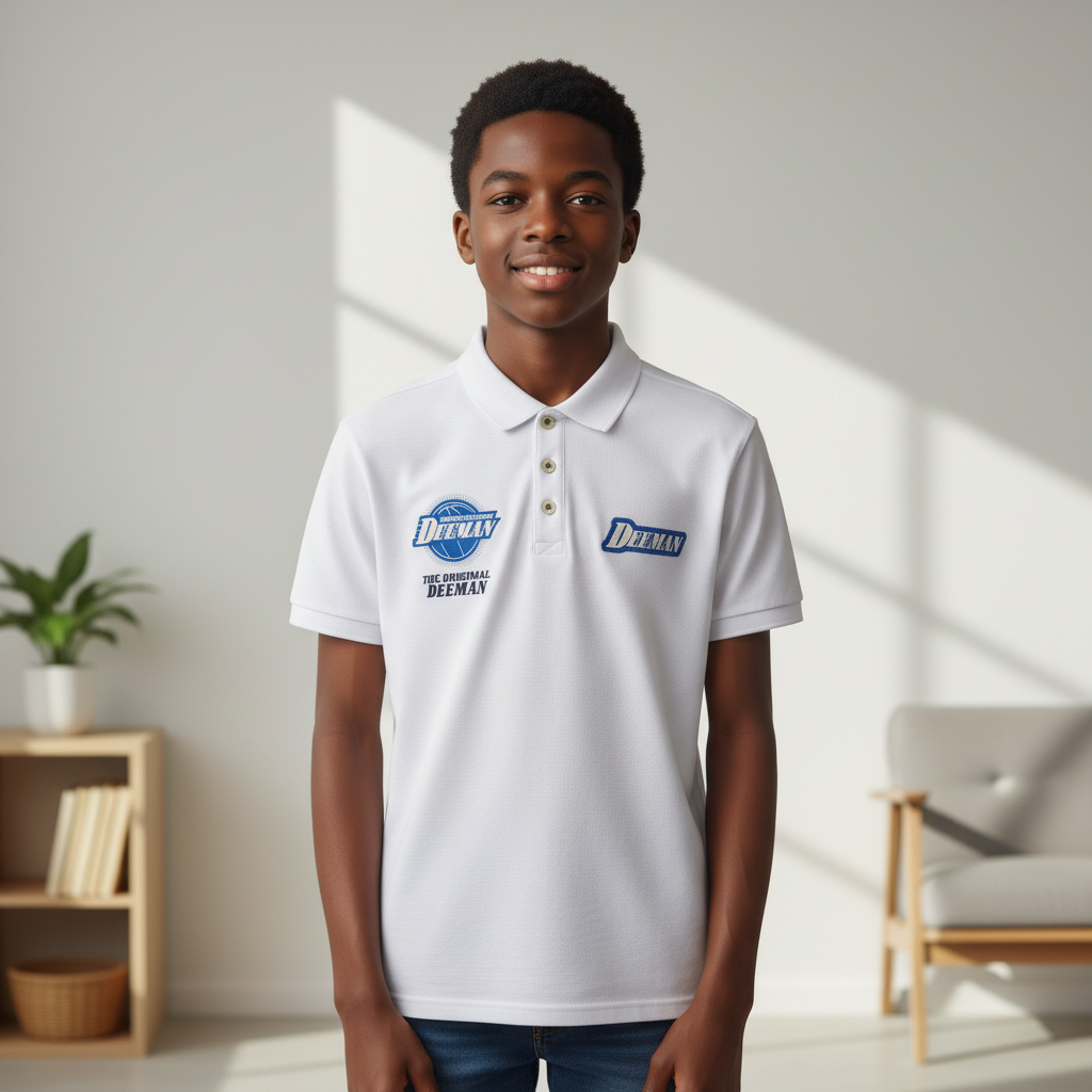 Logo Polo Shirt - Nigerian Teen Model Front View