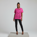 Fuchsia Rhinestone Snoopy Graphic Short-Sleeved Shirt - Model Front