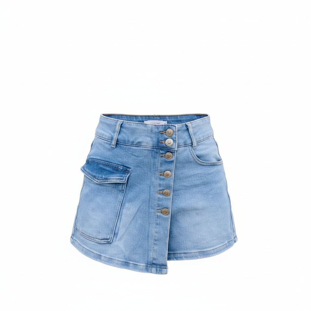 Light Blue Denim Skort – Front Ghost Mannequin