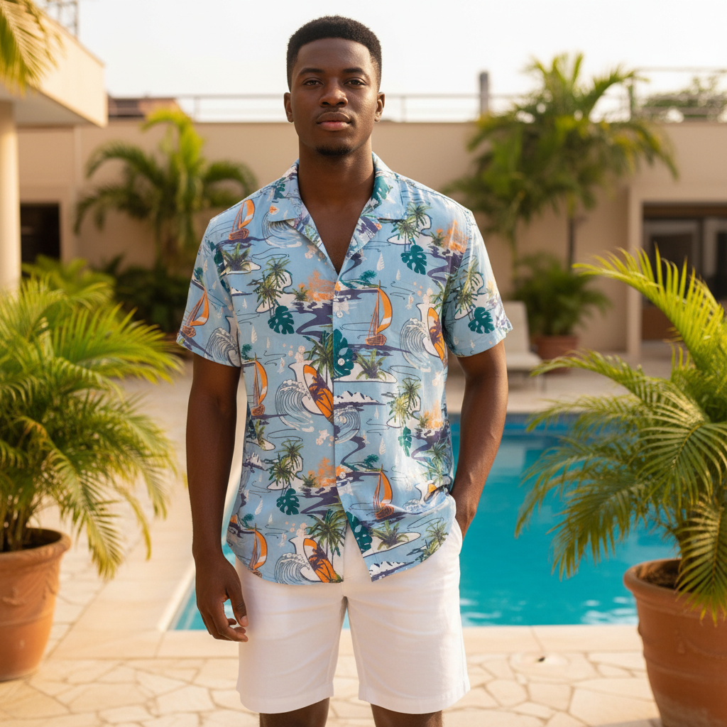 Tropical Hawaiian Print Shirt – Model Shot