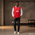 Red & White Retro Long Sleeve Home Jersey – Model Shot