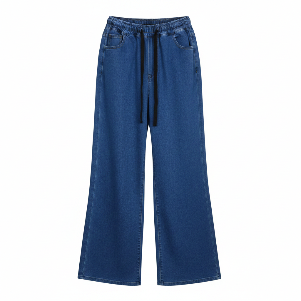 Women's Royal Blue Drawstring Wide-Leg Denim Jeans – Ghost Mannequin
