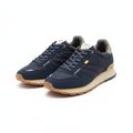 Men's navy blue retro runner sneakers ghost mannequin front view
