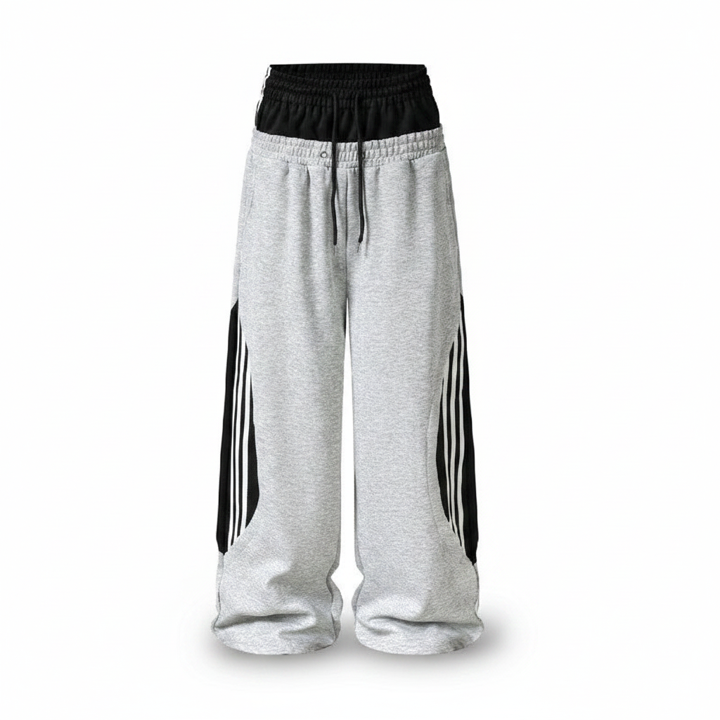 Men's Grey Black Contrast Stripe Sweatpants – Ghost Mannequin Front View