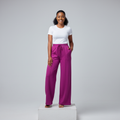 Nigerian female model wearing Magenta Wide-Leg Palazzo Trousers - front view