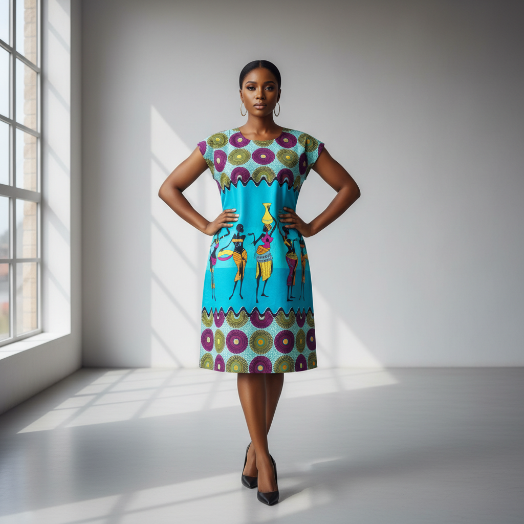 African Print Graphic Tee - Nigerian Model