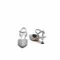 Women's silver rhinestone pointed-toe slingback kitten heel - ghost mannequin pair view